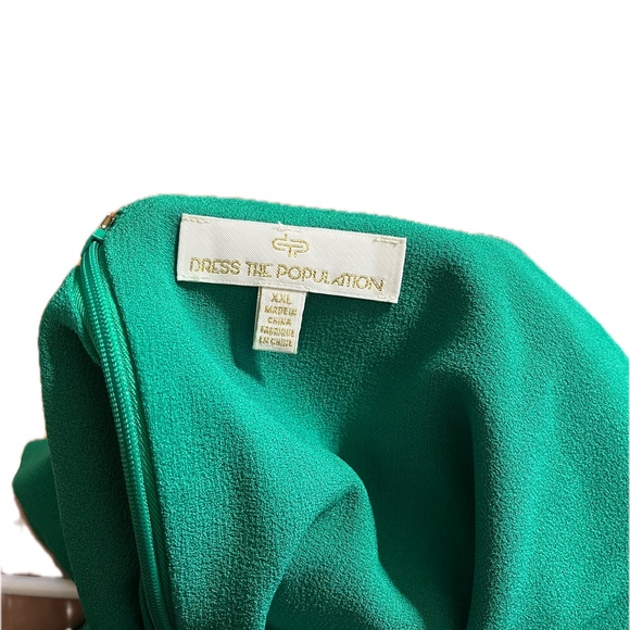 Dress The Population Plus Size XXL Emerald Green Cutout Cocktail Midi Dress - Picture 3 of 5